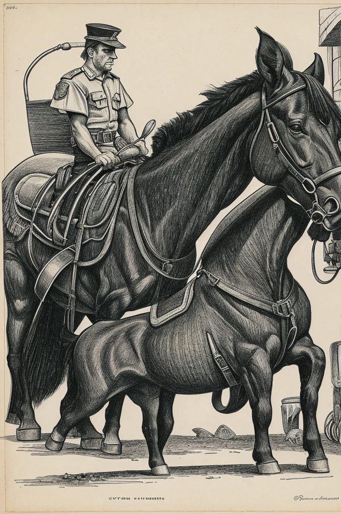 A postmodern drawing of the theme of animal abuse