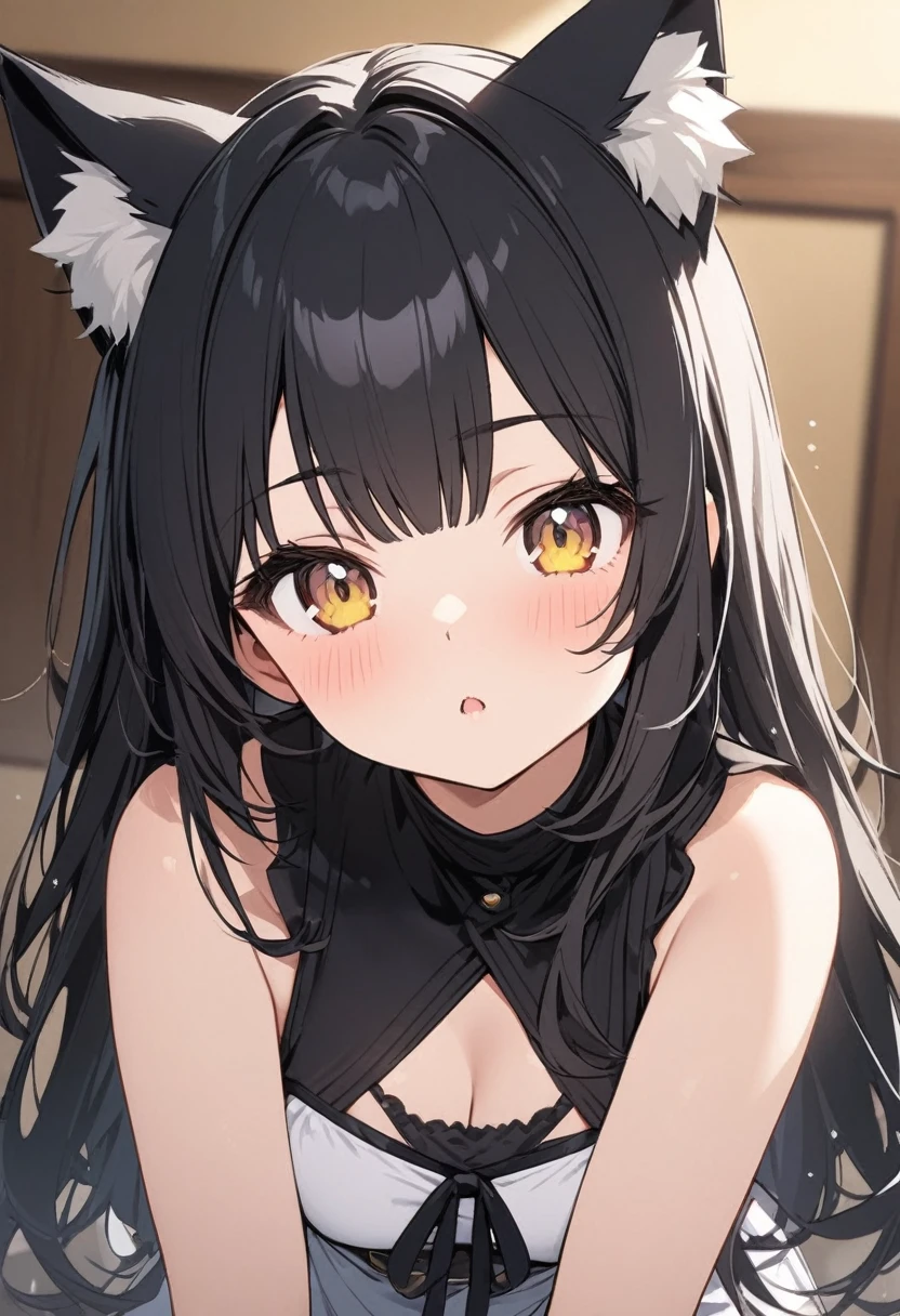 Black hair cat ears girl