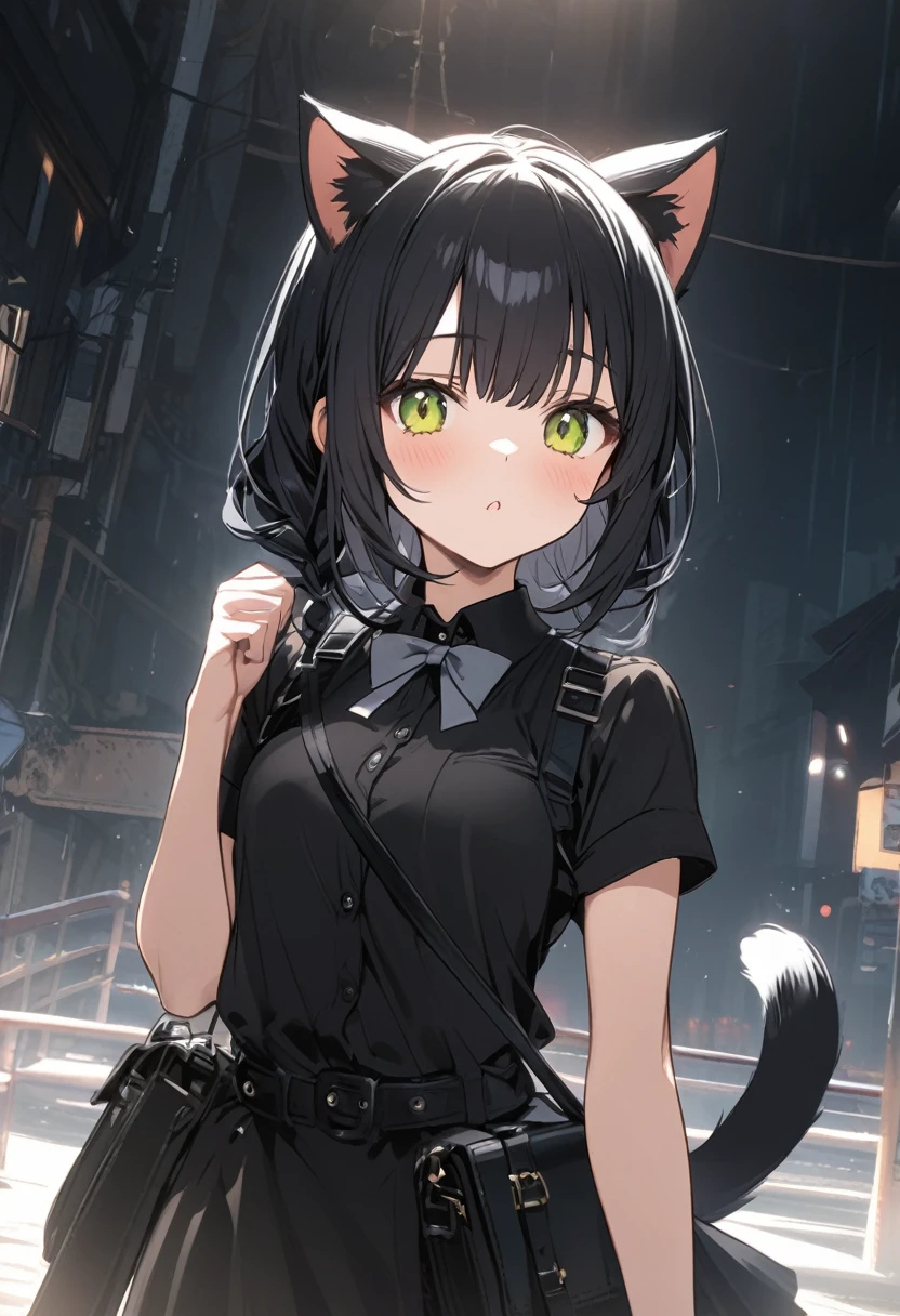 Black hair cat ears girl