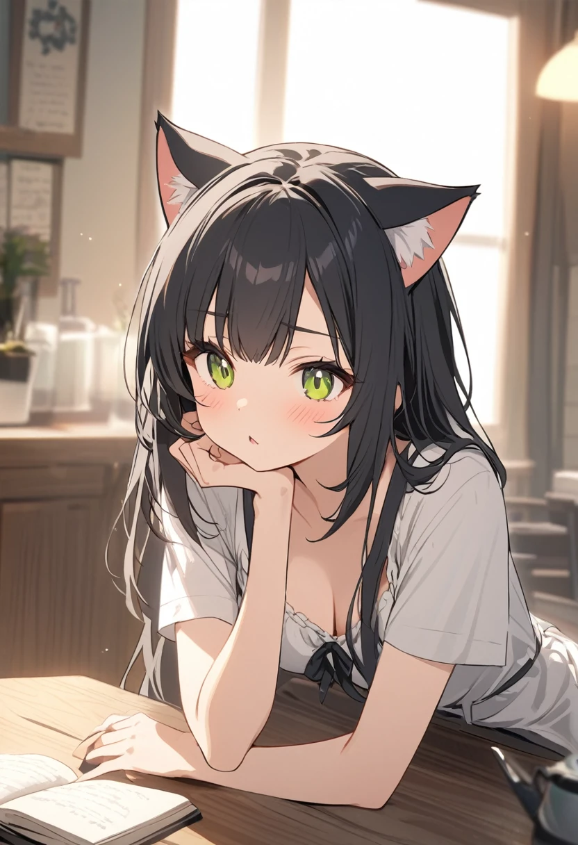 Black hair cat ears girl