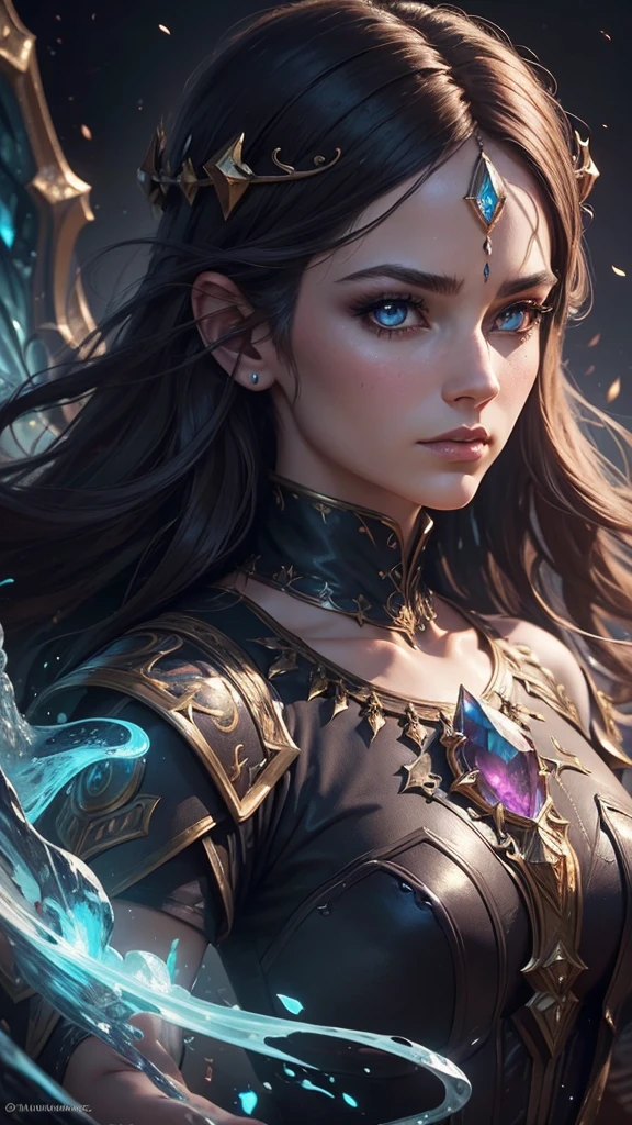 ((best quality)) , ((masterpiece)) , (detailed),D&D style portrait, fantasy, digital art, gorgeous Female Elemental, Gem-studded, High Contrast, detailed face, dynamic dramatic beautiful full taking, epic, fine artistic composition, magical, aesthetic, rich deep colors, advanced cinematic perfect light, highly contrasted, illustrious, sunny, highly color focused, flowing