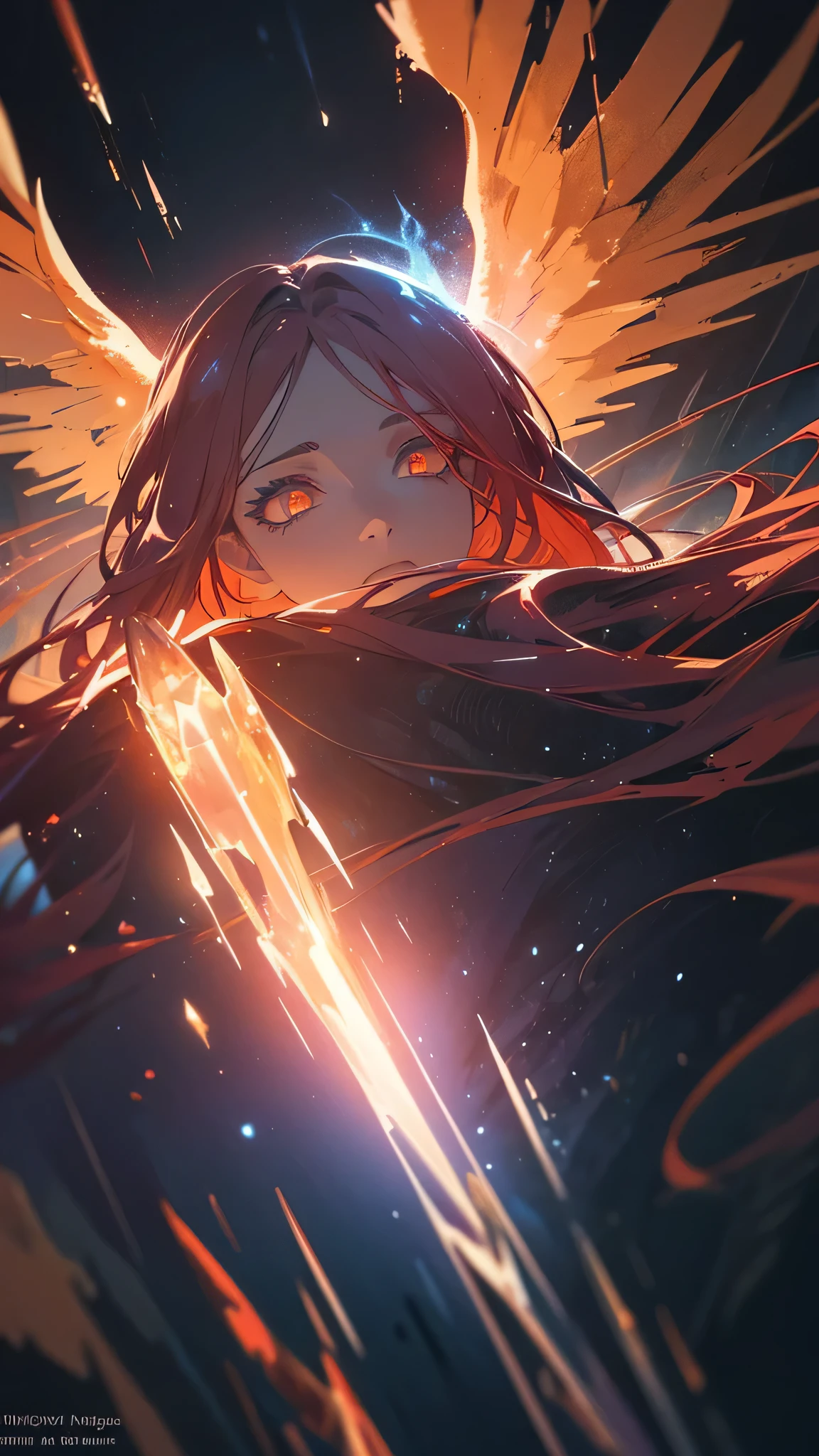 a beautiful angel of fire, an icy demon, best quality, extremely detailed, masterpiece, fantasy, dramatic lighting, cinematic, digital art, intricate details, intense colors, chiaroscuro, dramatic atmosphere, striking contrast, ethereal, mystical, otherworldly, gothic, dramatic expression, powerful, awe-inspiring