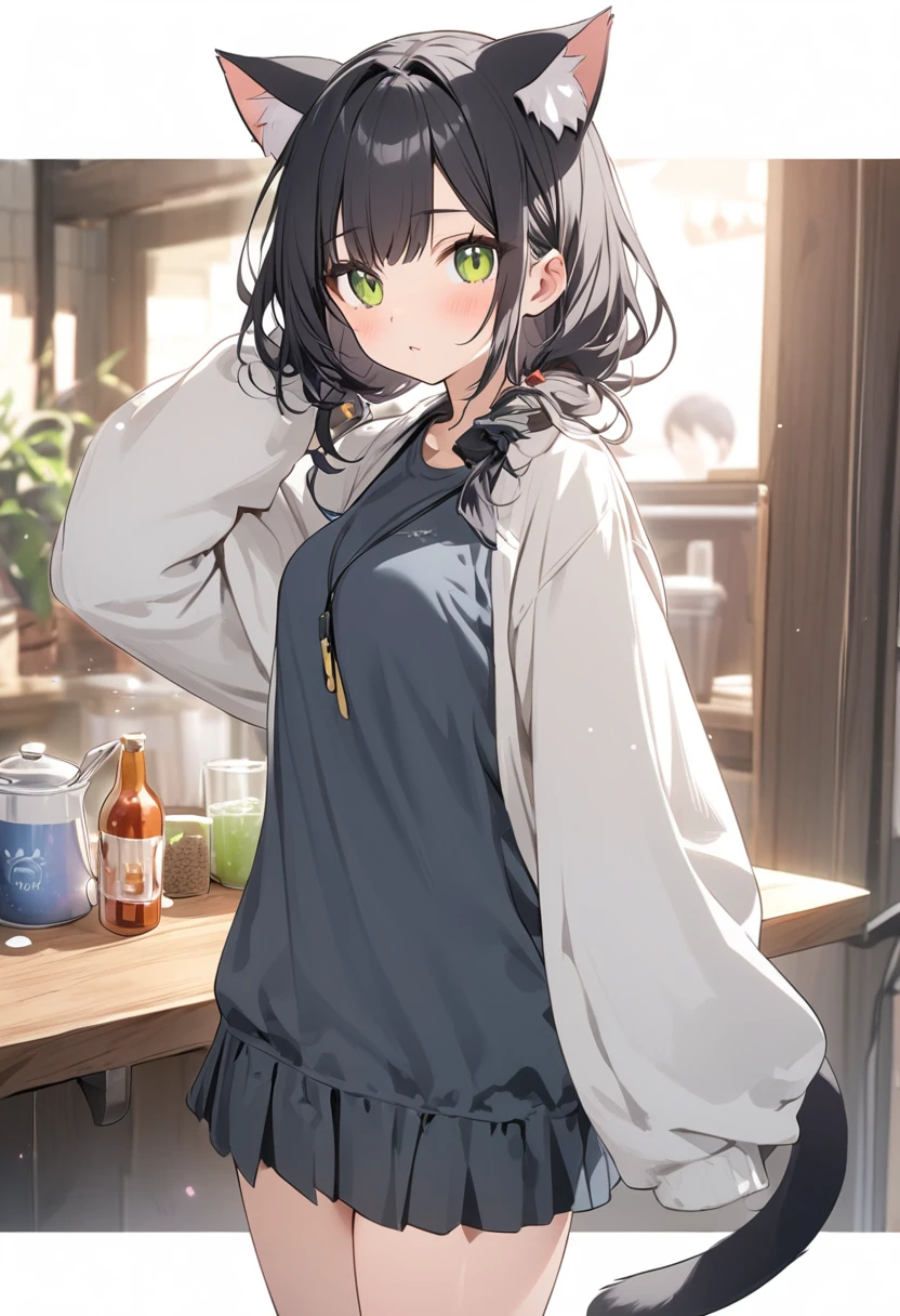 Black hair cat ears girl

