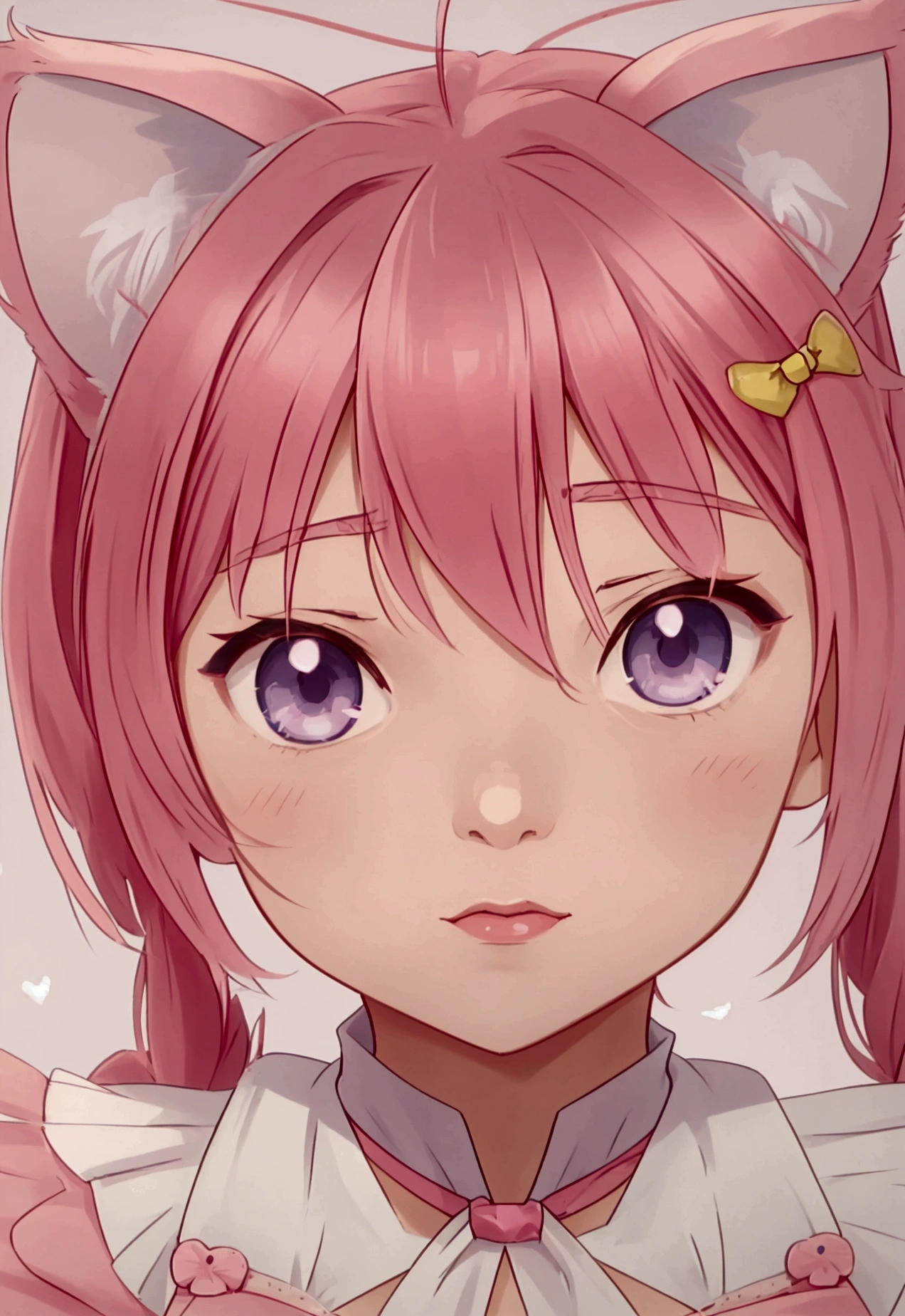 a drawing of a girl with a bow on her head, extremely cute anime girl face, portrait of an anime girl, cute anime face, anime girl with cat ears, a manga drawing, seinen manga portrait, hana yata, close up of a young anime girl, pretty anime face, sayori, detailed manga style, detailed portrait of anime girl
