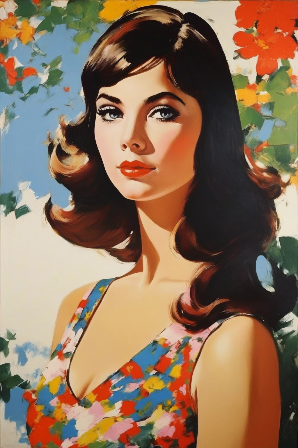 masterpiece,Highest quality,One girl,1960s,Simple Background,View your viewers,