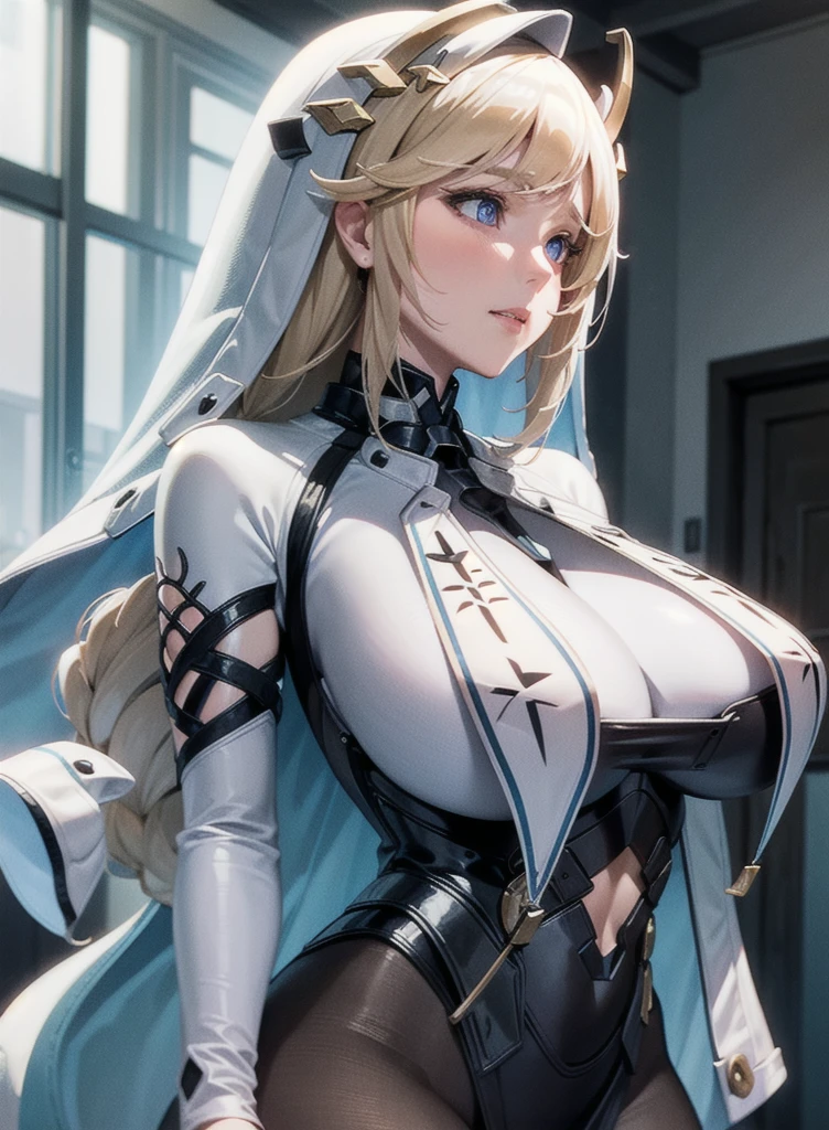 solo | dynamic pose, masterpiece, realistic impasto | extremely detailed digital illustration | incredible cinematic lighting, realistic beautiful hand | detailed hand, realistic soft breast | realistic soft body,  agir \(azur lane\), tall plump woman, 1girl, bbw | fully mature woman, demon horn,  big breast, skindentation, (bodystocking), 