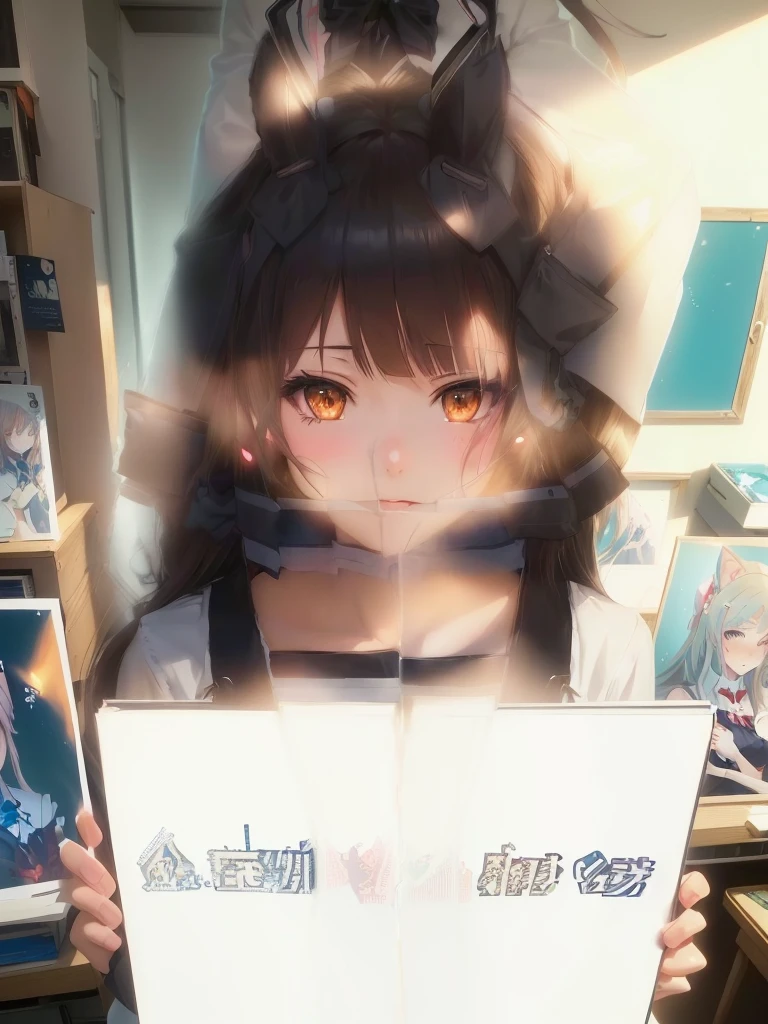 anime girl holding a sign with a picture of a cat, an anime girl, in an anime style, anime girl, in anime style, (anime girl), realistic anime artstyle, in an anime, as an anime character, anime artstyle, anime asthetic, anime best girl, anime realism, anime moe artstyle, anime art style, in a anime masterpiece, anime girl in a  with a bow tie and tight stockings, yandere. tall, gapmoe yandere, cushart krenz, gapmoe yandere grimdark, visual novel sprite, anime full body illustration, anime moe artstyle, yandere, kantai collection style, official art, chiaki nanami from danganronpa, noire