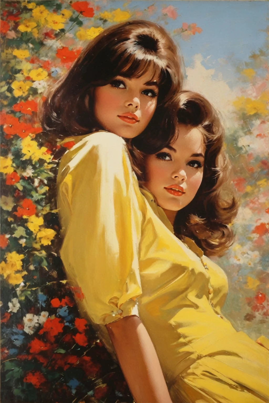 masterpiece,Highest quality,One girl,1960s,Simple Background,View your viewers,