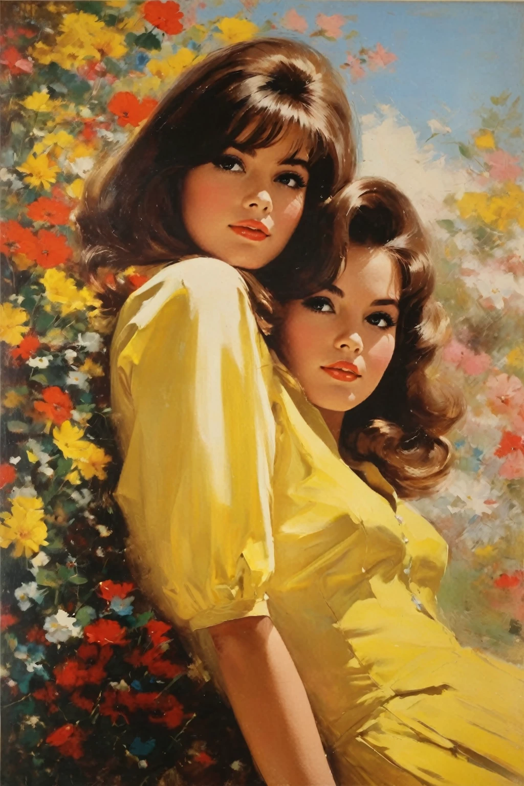 masterpiece,Highest quality,One girl,1960s,Simple Background,View your viewers,