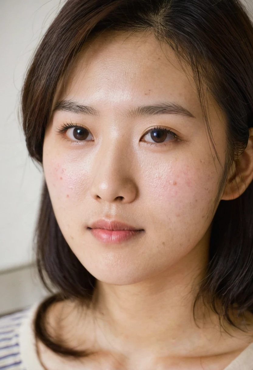 Japanese May in the bedroom , She is twenty years old and has a mole on the right side of her cheek. 