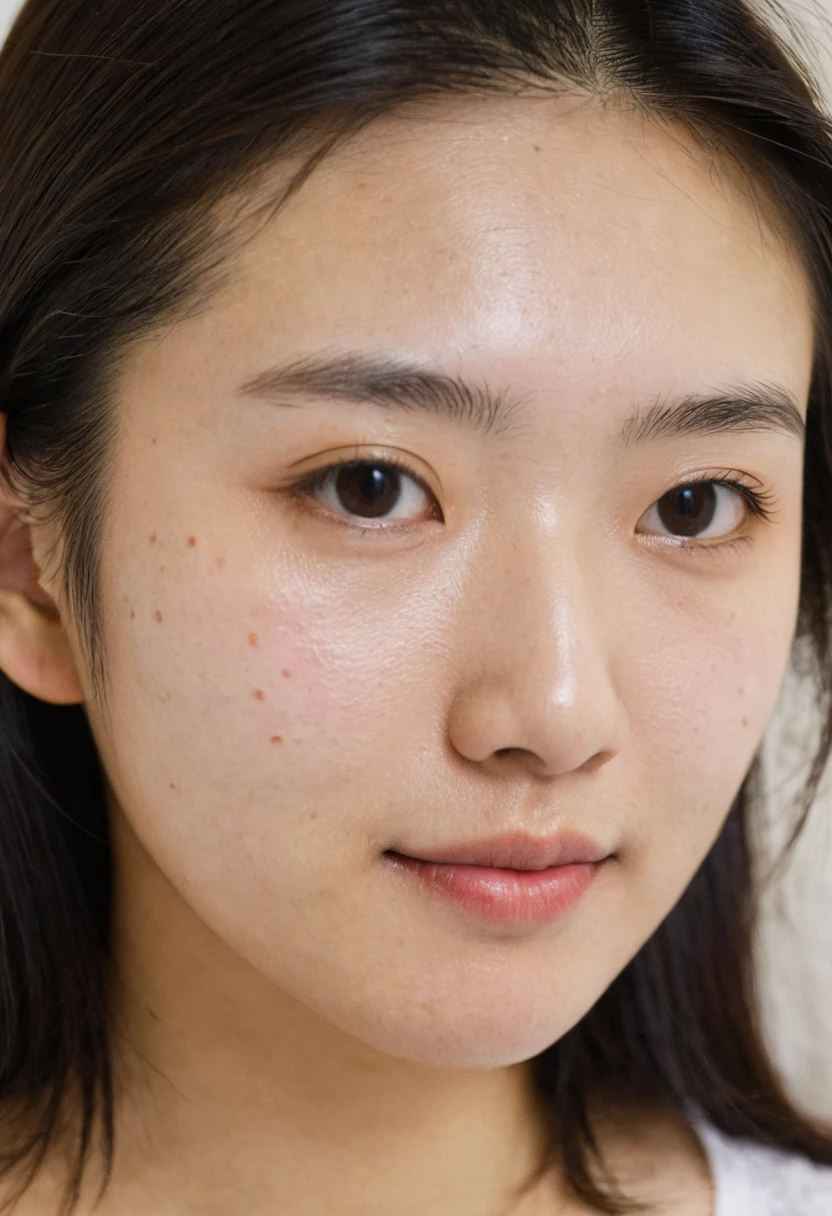 Japanese May in the bedroom , She is twenty years old and has a mole on the right side of her cheek.