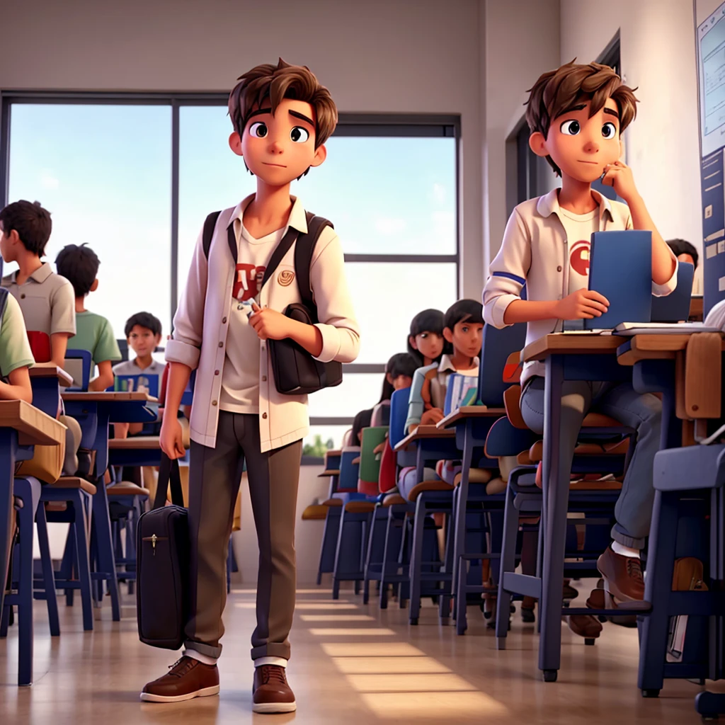 A male student watching a movie