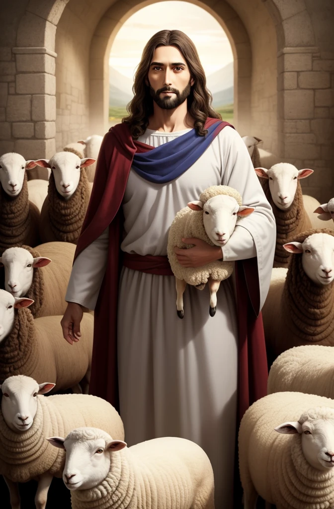 Jesus with sheep 