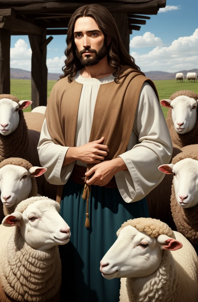 Jesus with sheep 