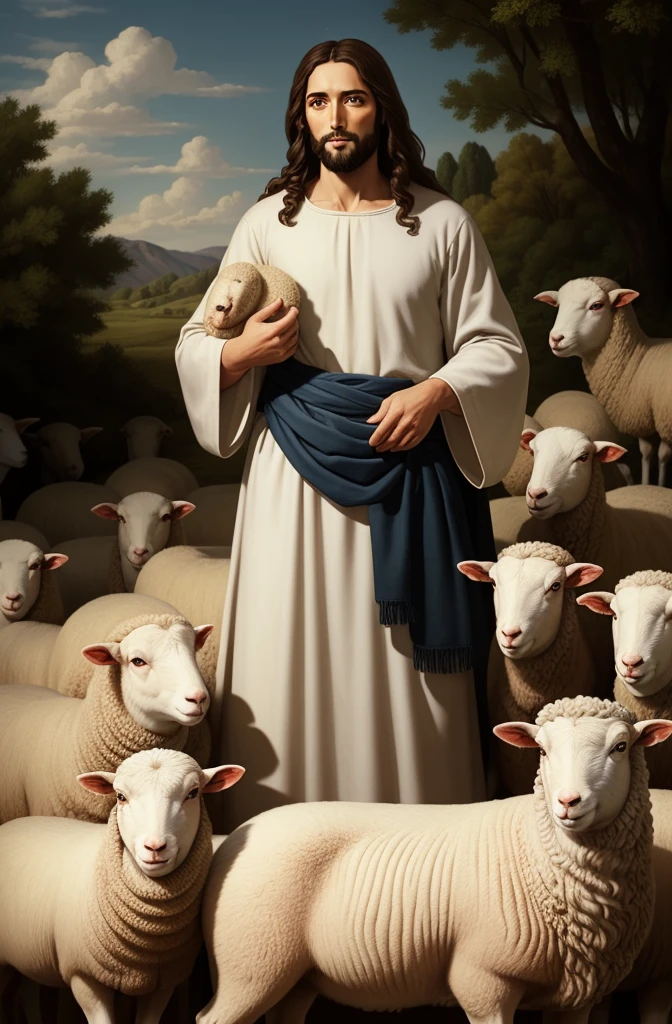 Jesus with sheep