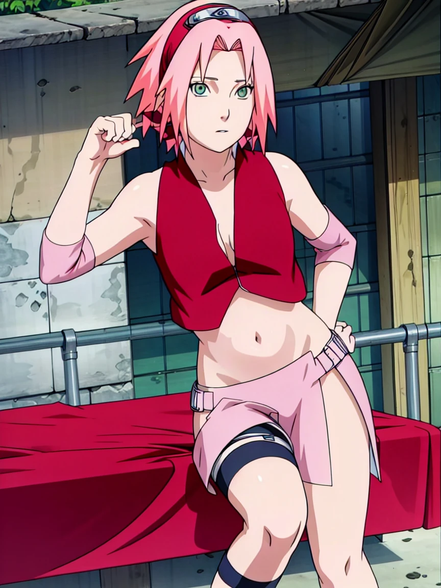 Sakura Haruno zipper open top showing sexy breasts and belly