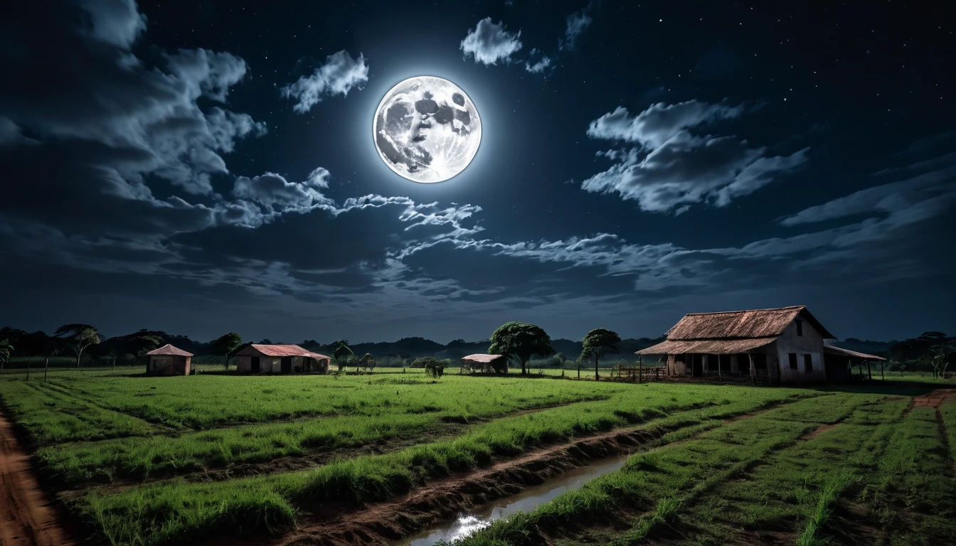 A Scary horror image It was a full moon night, in the interior of Goiás, on a farm far from Goiânia. PICTURE REALISTIC, high resolution, 8k 