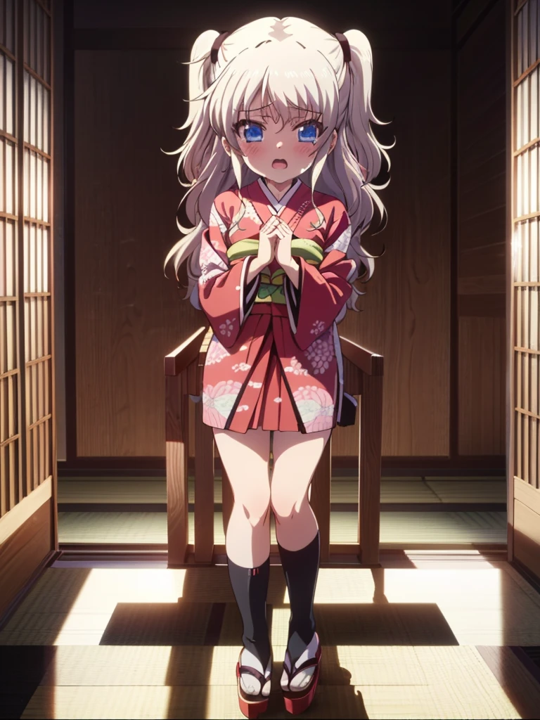 NSFW,1 girl,nao tomori,(High-quality kimono:1.5),mini skirt,Long-sleeved kimono,(Perfect hands),(Perfect Anatomy),(masterpiece),(highest quality),Embarrassed,blush,Shrine at night,Festivals