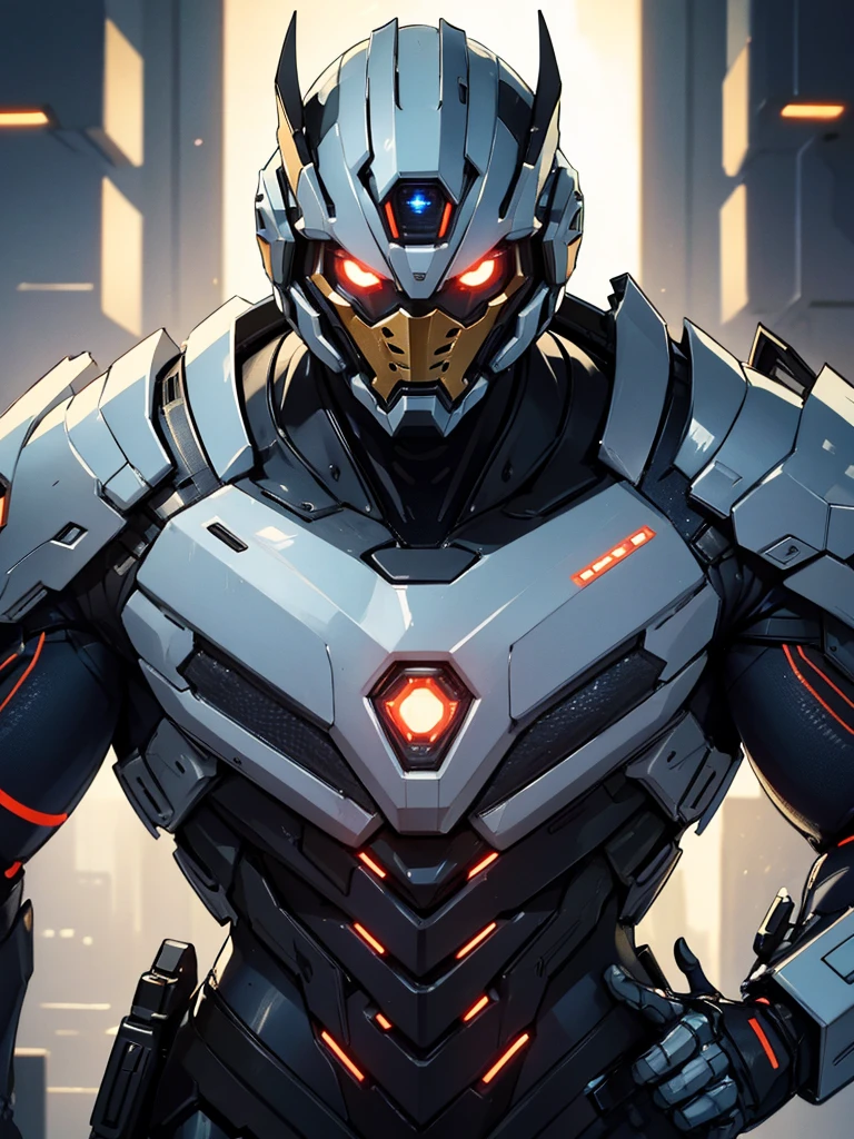 male futuristic bodybuilder scientist using a mechanical armor, super strong, portrait, closeup, best quality,4k,8k,highres,masterpiece:1.2,ultra-detailed,realistic,photorealistic,photo-realistic:1.37,HDR,UHD,studio lighting,ultra-fine painting,sharp focus,physically-based rendering,extreme detail description,professional