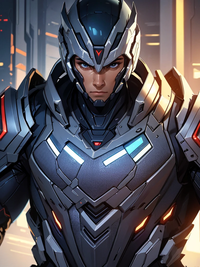 male futuristic bodybuilder scientist using a mechanical armor, super strong, portrait, closeup, best quality,4k,8k,highres,masterpiece:1.2,ultra-detailed,realistic,photorealistic,photo-realistic:1.37,HDR,UHD,studio lighting,ultra-fine painting,sharp focus,physically-based rendering,extreme detail description,professional