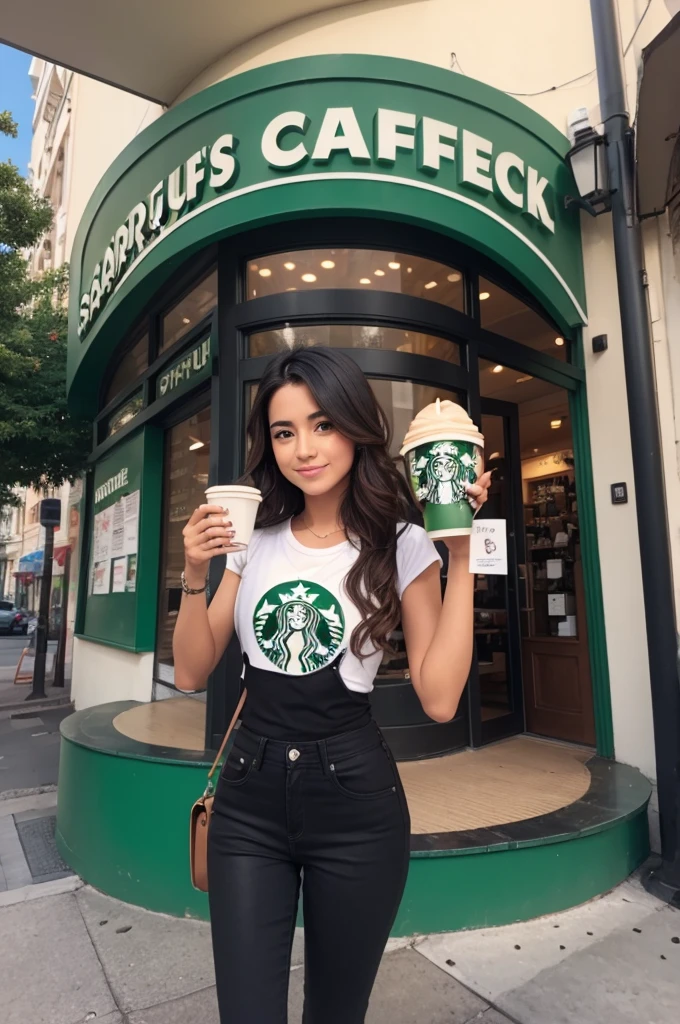 Um copo de capuccino do Starbucks