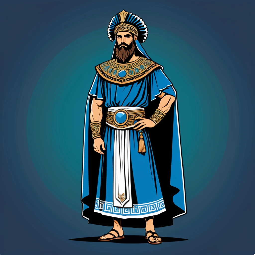 warlock in greek folk outfit, vector graphics, strong contours