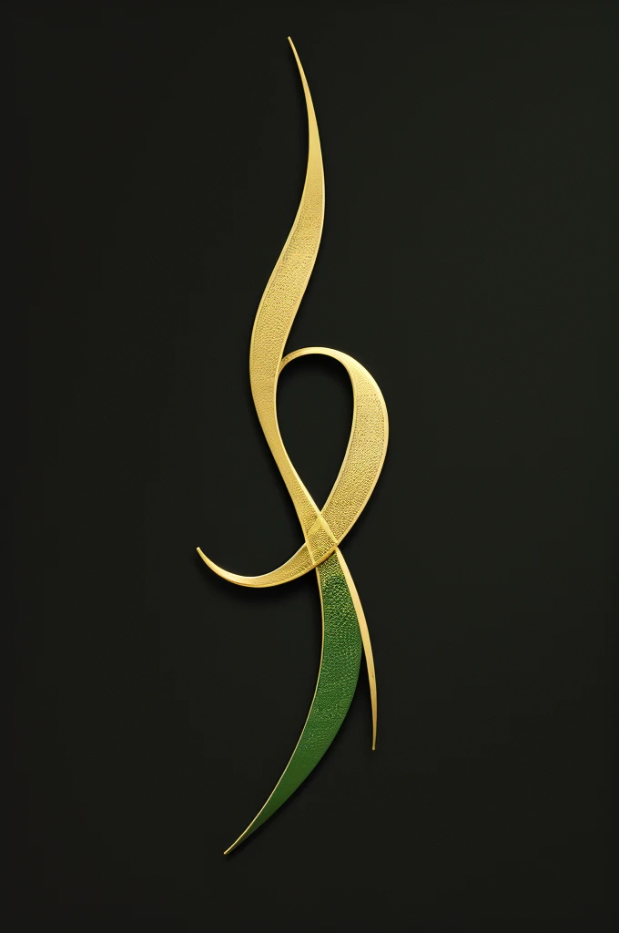 Letter B and Z merged, Writings drawn in gold, outlined in black and with a green background
