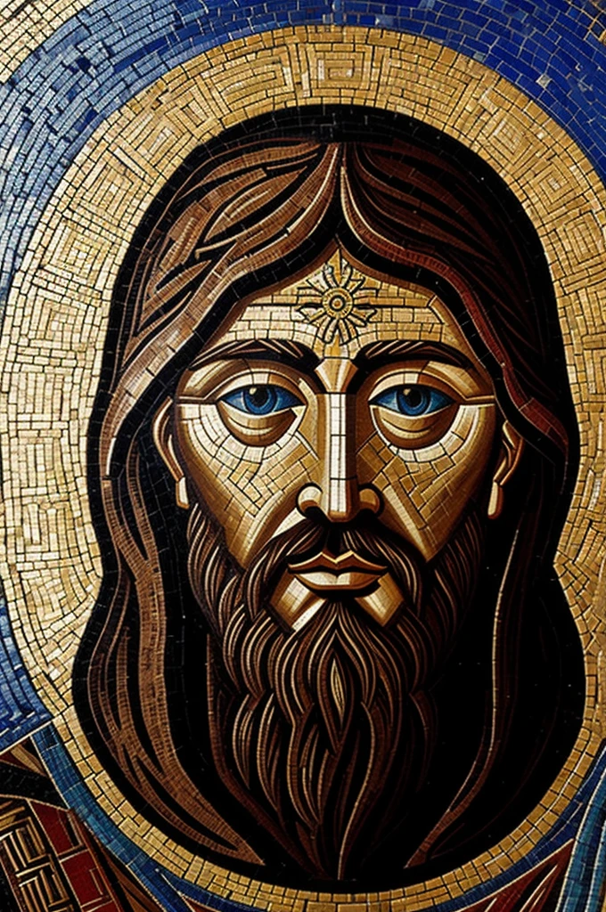 Make a Byzantine mosaic-type art with the face of god