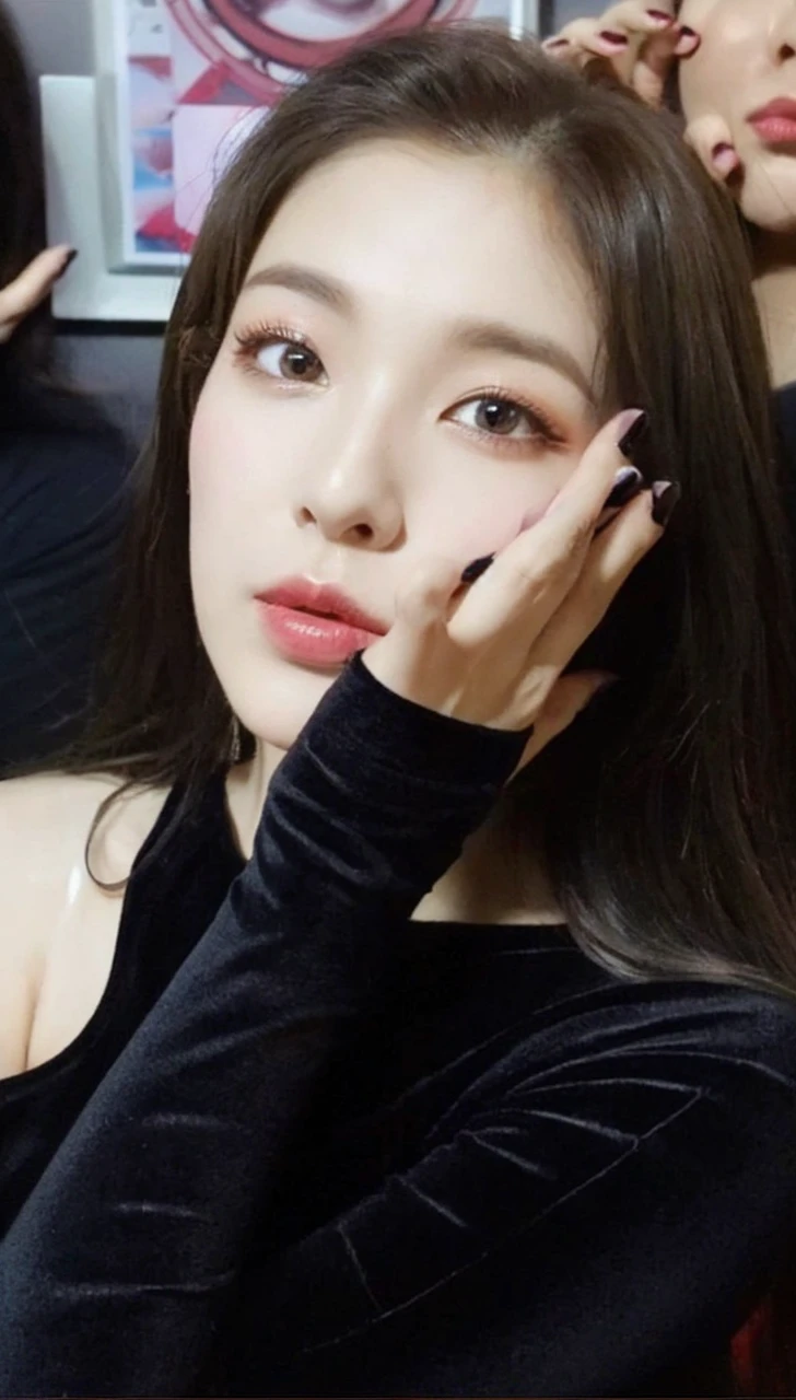 1 girl, long wavy black hair, standing against wall, hand on chest, taking selfie, pink off-the-shoulder V-neck sweater, sensual and elegant, (best quality,4k,8k,highres,masterpiece:1.2),ultra-detailed,(realistic,photorealistic,photo-realistic:1.37),HDR,studio lighting,extremely detailed face and eyes,detailed facial features, beautiful detailed eyes,beautiful detailed lips,extremely detailed eyes and face,longeyelashes