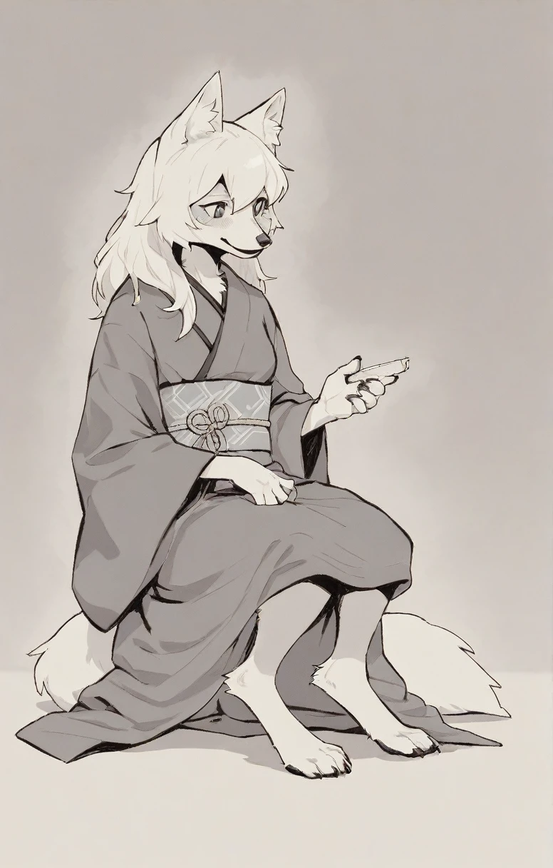 alone,((Masturbation)),Furry,((Fox Girl,,kimono)),Women's furry mini cute style,No background,Humanoid Fox,Fantasy,