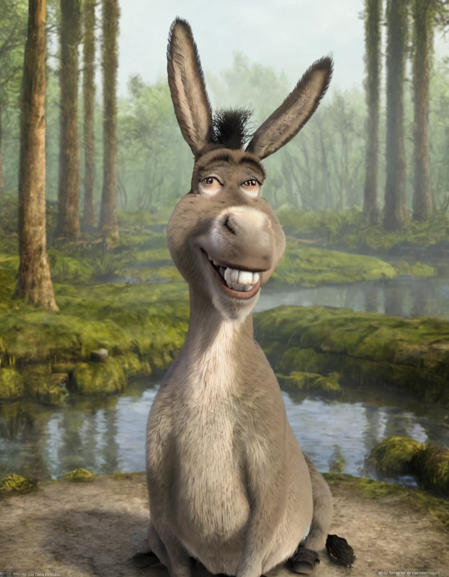 donkey, masterpiece, hi res, long hair, swamp background