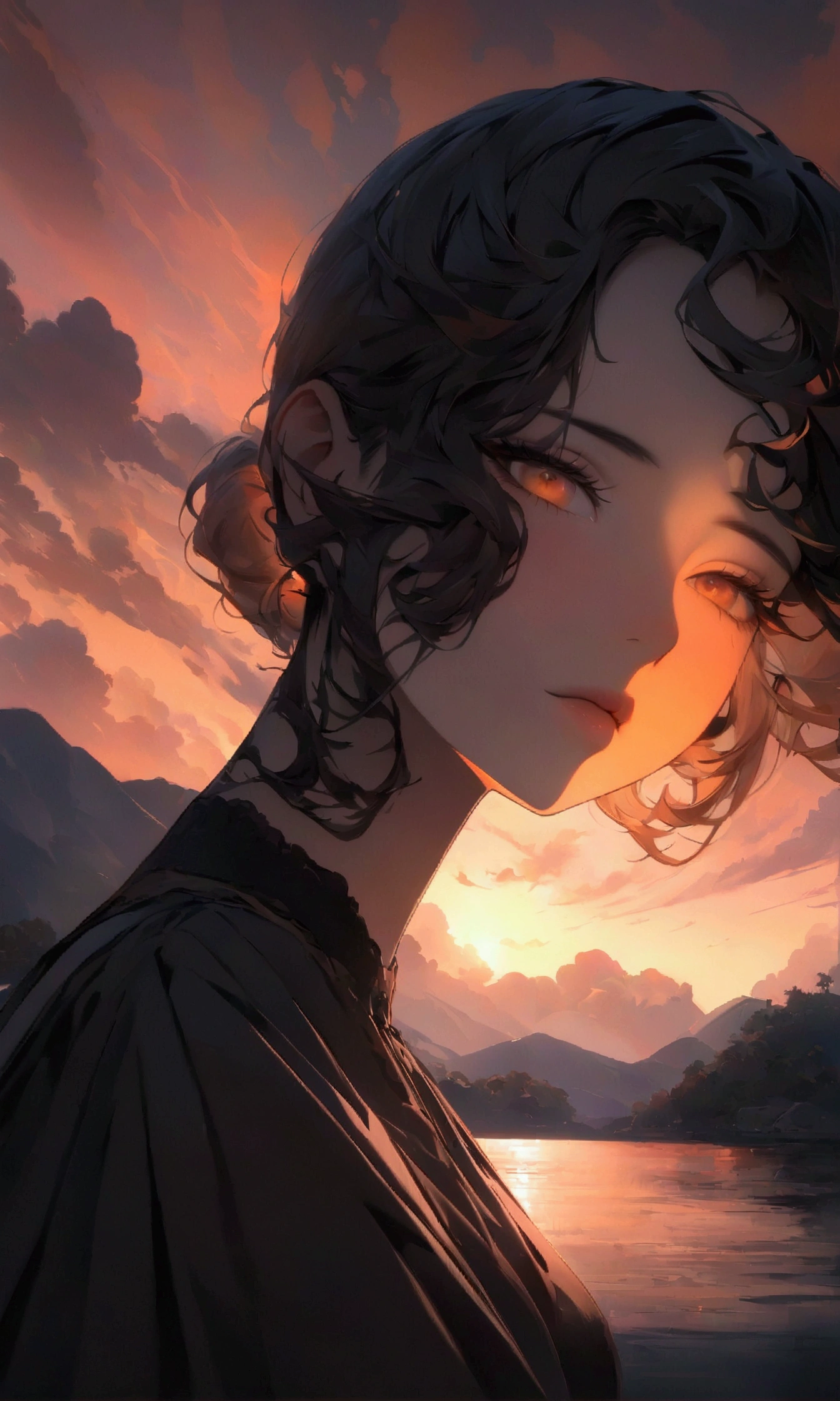 ((masterpiece, 最高quality, High resolution)), ((非常に精細なCG統合8kwallpaper)),  Cloudy sunset, The sun rising in the sky is strong, moody Sunset in the background, It's an orange-tinted sky outside, Sunset under cloudy sky, sky setting, Sunset in the background, dusk Sunset in the background, It&#39;s sunset, Sunset in the background, Background Sky, Background Sky, Dramatic Sky,quality\(8k,非常に精細なCGユニットのwallpaper, masterpiece,High resolution,top-quality,top-quality real texture skin,Surreal,Increase the resolution,RAW Photos,最高quality,Very detailed,wallpaper,Cinema Lighting,Ray-tracing,Golden Ratio\),(Long Shot),landscape,