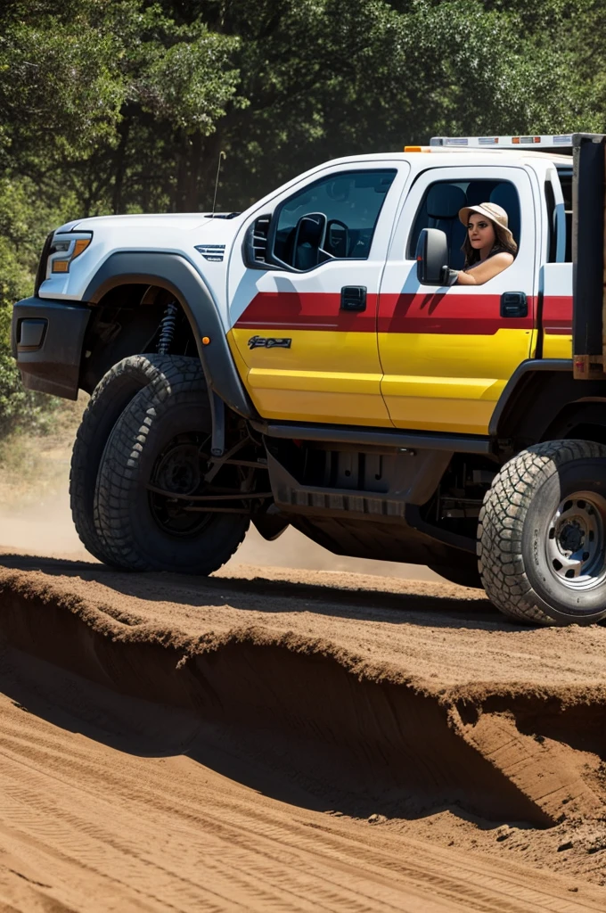 Woman with  the size of a truck