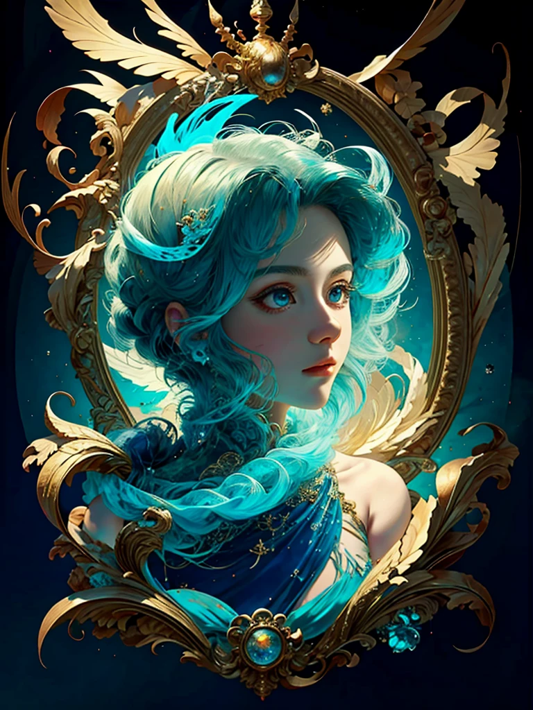 (best qualityer), ((Masterpiece artwork)), 1 piece of giant,(only),full-body portraits, 精致的面容, looking ahead at viewer, Firm eyes, bare shoulders exquisite exposure, Um ser celestial, partículas de Lumiere, The halo,the ocean, full of energy, colorful colors, (Bioluminescence),(Detailed composition), Lumiere