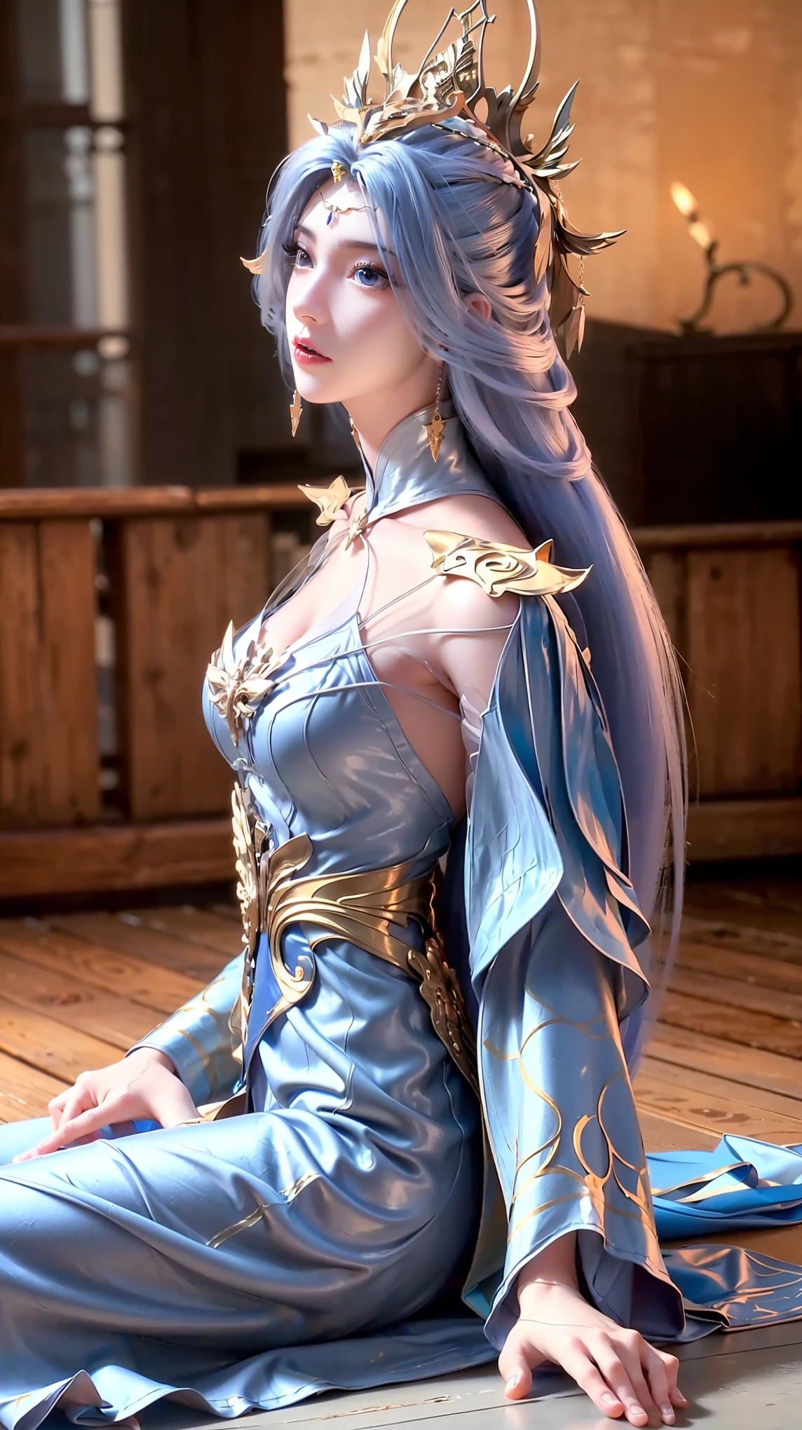 A beautiful young woman,Long hair,Wearing pajamas,Sitting on the bed,barefoot,Wearing a dress,Side-lying,Cross-legged,Full body shot,(Best picture quality,4K,8k,high-definition,excellent work:1.2),Ultra Detail,(Realistic,Realistic,Realistic:1.37),Delicate eyes,Delicate lips,Extremely detailed face and eyes,Long eyelashes,Natural light,Warm colors,Soft Focus,portrait,Chiaroscuro,Deep scene,Jade Hands,Clear fingers