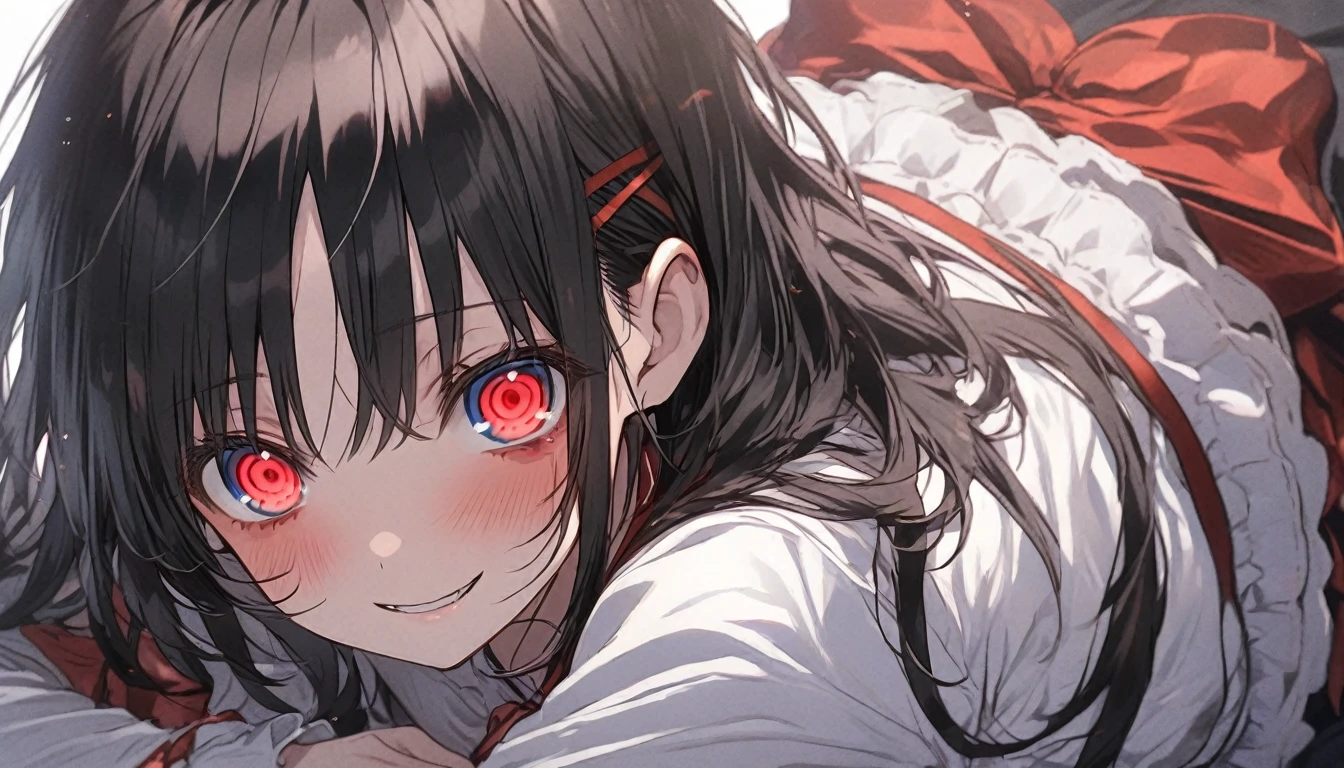 Yandere anime girl, has a red eyes and blue eyes, look like shinomiya kaguya. 