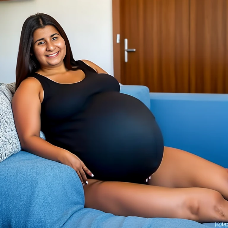Extremely pregnant Chilean girl
