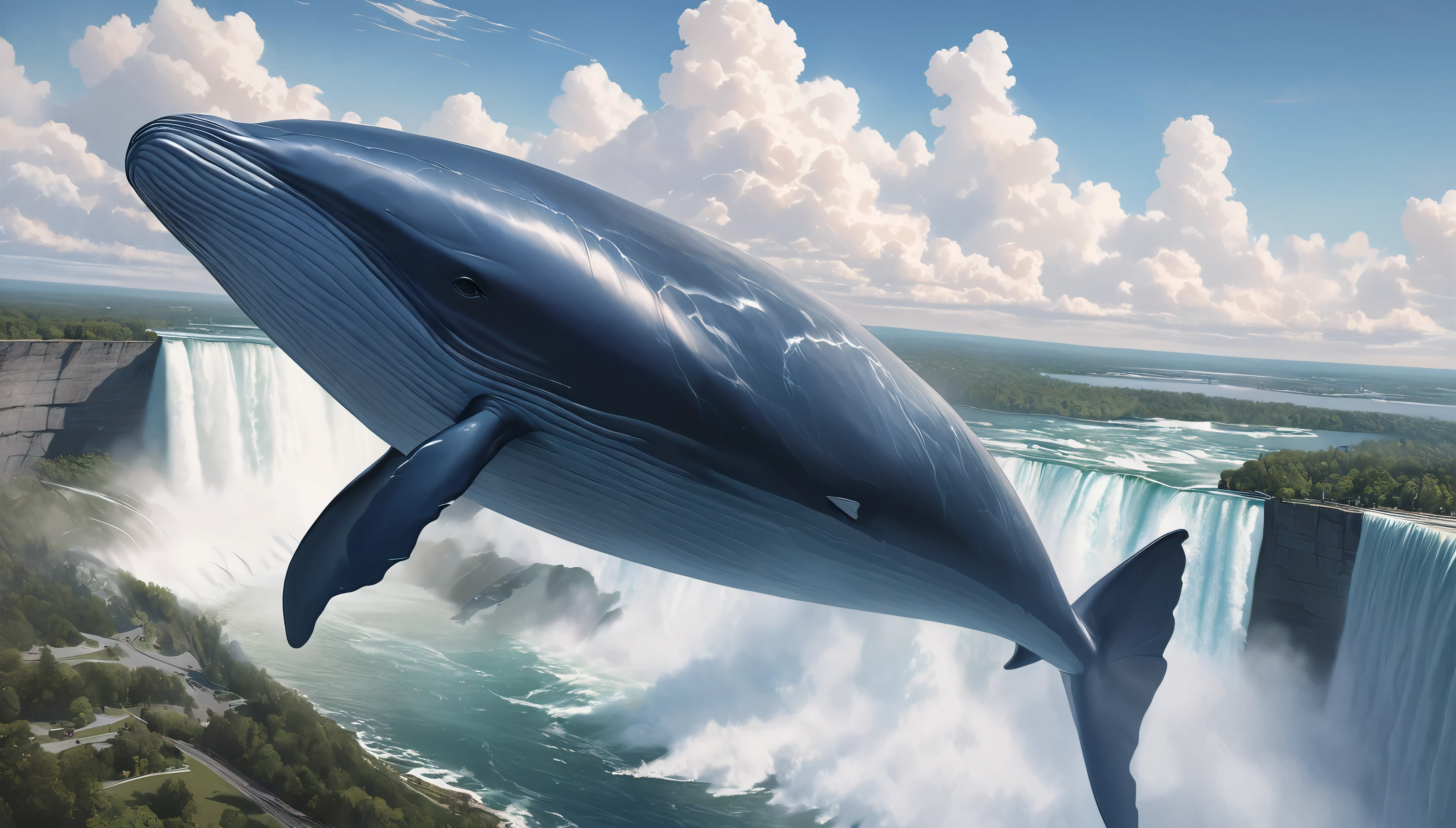 Blue whale flying in the sky, Aesthetic Moby Dick, dynamic, Splash-like clouds, BREAK Above the runway at the airport, (Realistic, Realistic photos:1.37, Photorealistic), 