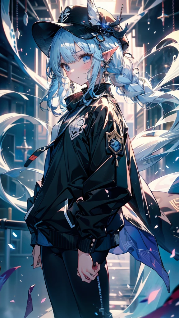 girl，Diamond Dragon Horn，Crystalline hair，由欧泊石构成of双手，镜子一般of风衣，Milky white dragon tail，madman，Crystal Dragon，Elf ears，Sanhua，alchemy，Sea Monster，Holy See，Chiquita， 巨大of乳房乳沟，Poor milk quality，，白发红Eye，Smooth skin，，As weak as a kitten，精美of， 很cute，Beautiful，病态of，cute，虚弱of，贞洁of，幼稚of，Small and beautiful，The Wind of the Future，change，White headphones，Equipped with white unknown instrument，Dark blue lines extending to the hands and neck，Black sneakers，Black leggings，Black Gloves，Leg ring，Ribbon，Grey shirt，A black trench coat，Black cowboy hat，abyss，周围有未知of怪物，Bone，Tentacles，Eye，shell，Fluorescence，Middle School and Primary School，Deep Sea Hunter，The bloody scene，十几岁ofgirl， 巨大of乳房乳沟，，Black sweatpants，Black sweatshirt，Black bag，深褐色of头发，红Eye睛，阴暗of，生病of，madman，Smiling，The bloody scene，Bone匕首，White sneakers，of，kill，Violence，Angiotensin converting enzyme，Sissy，，cute，As weak as a kitten，Middle School and Primary School，City，The Wind of the Future，artwork，masterpiece，mystery。白头发ofgirl。Detailed background。近未来のサイバースーツを着た白头发ofgirlが戦闘体勢に入っているシーン。背后是未来City和霓虹灯of全息图.。