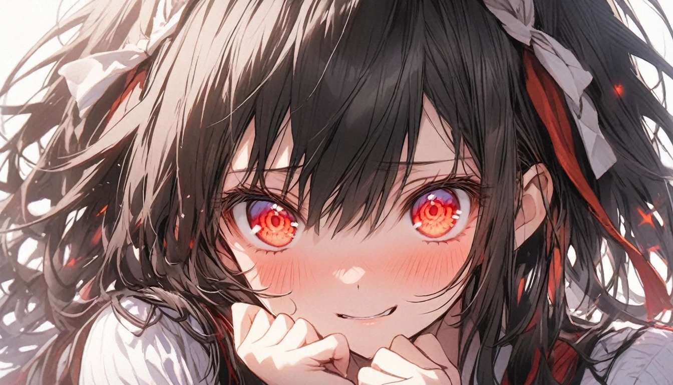 Shy Kaguya Shinomiya From Love is war, has a red shining eyes and black hair