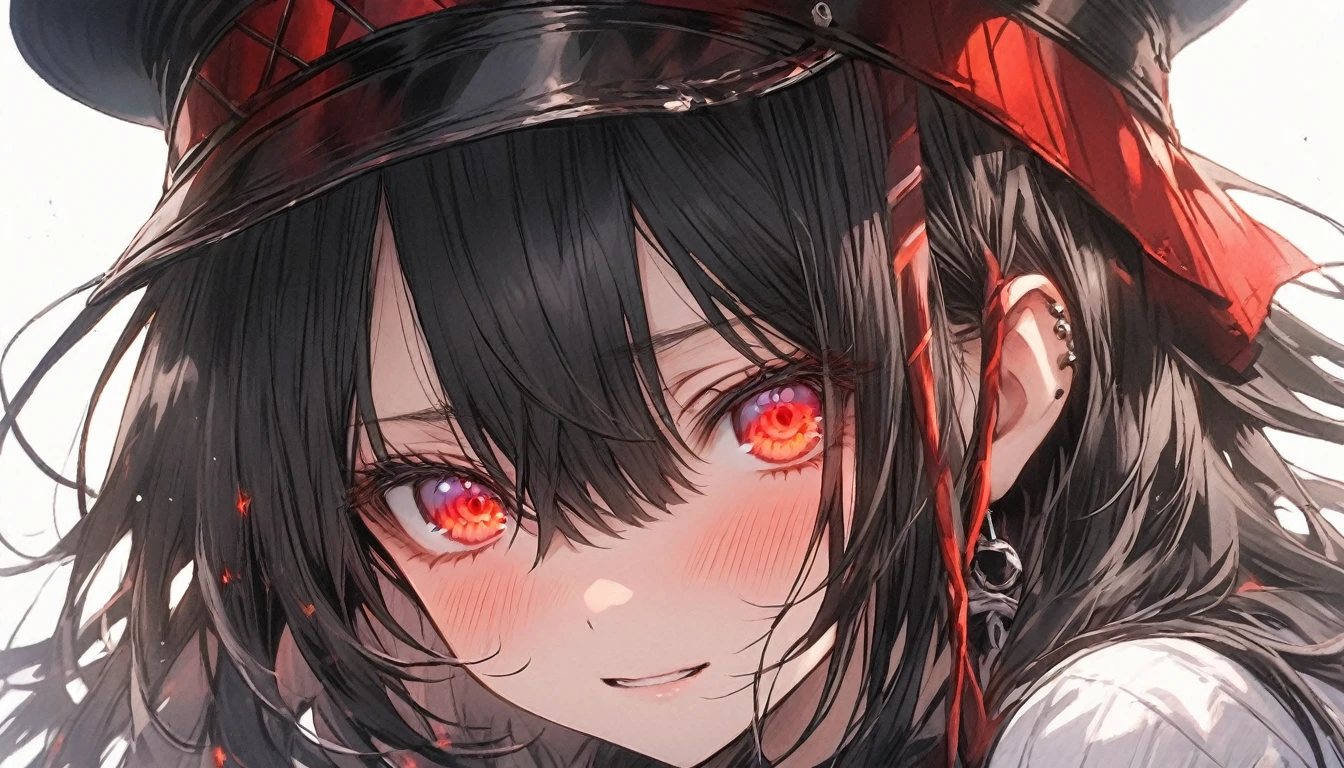 Shy Kaguya Shinomiya From Love is war, has a red shining eyes and black hair

