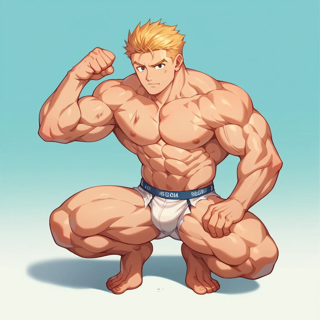 (​masterpiece, best quality), Intricate detailing, 8K, artstation, side chest, son Gohan,  Bodybuilder, 14 yonde hair, posing bis muscles in underwear, barefoot, Buff muscle Body,ripped muscle, bodybuilding contest 