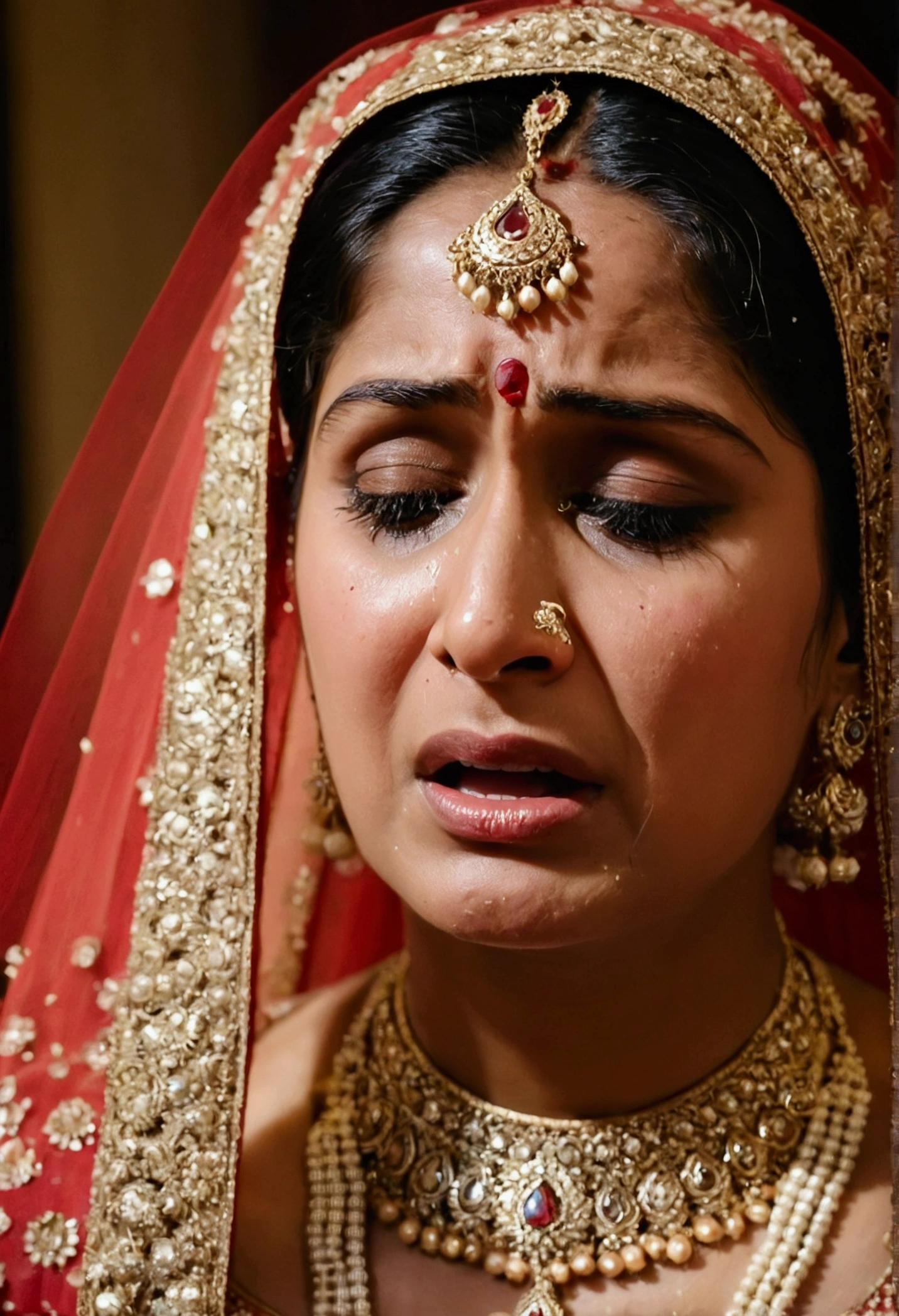 An indian bride crying