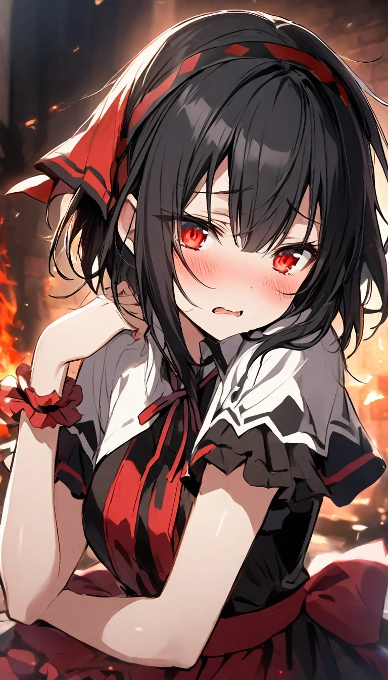 Shy Kaguya Shinomiya From Love is war, has a red shining eyes and black hair