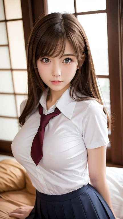 Big Breasts,high school girl,uniform,Light clothing,Big eyes,sexy,Brown Hair,Sensual,Japanese,nsfw