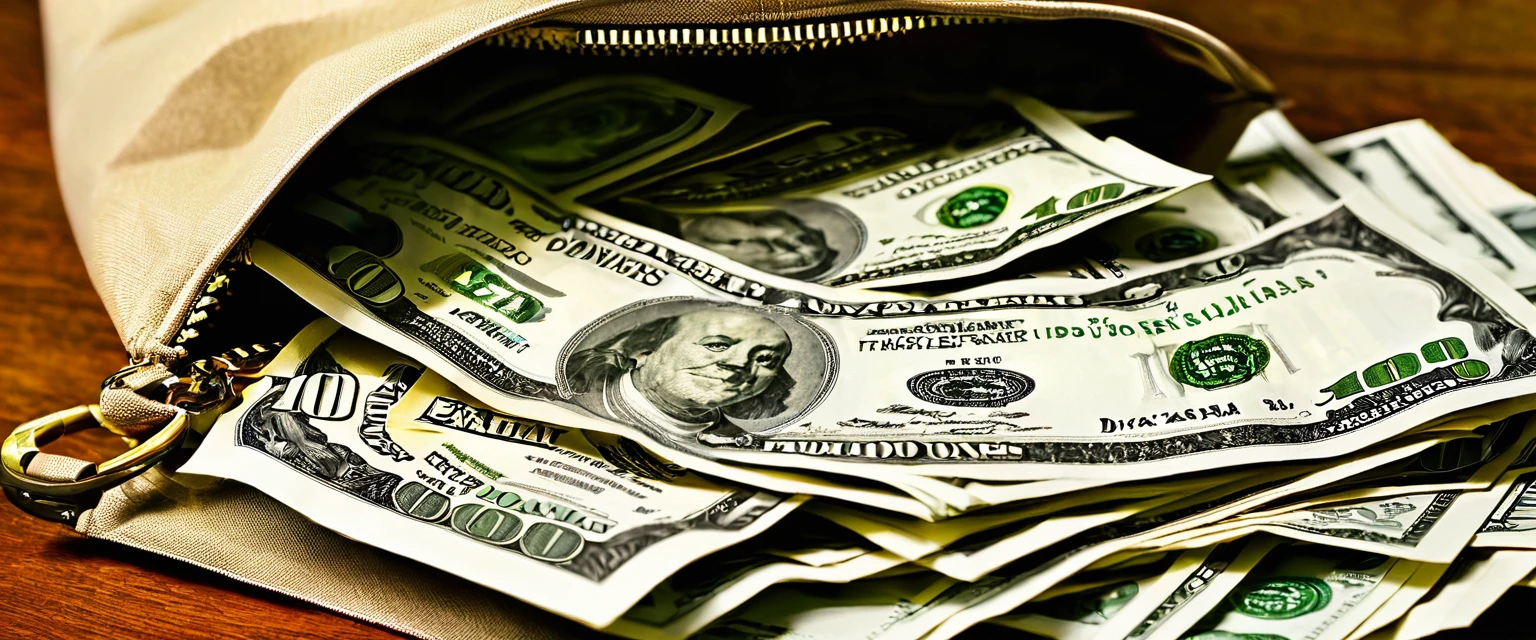 Lot of dollars in a bag