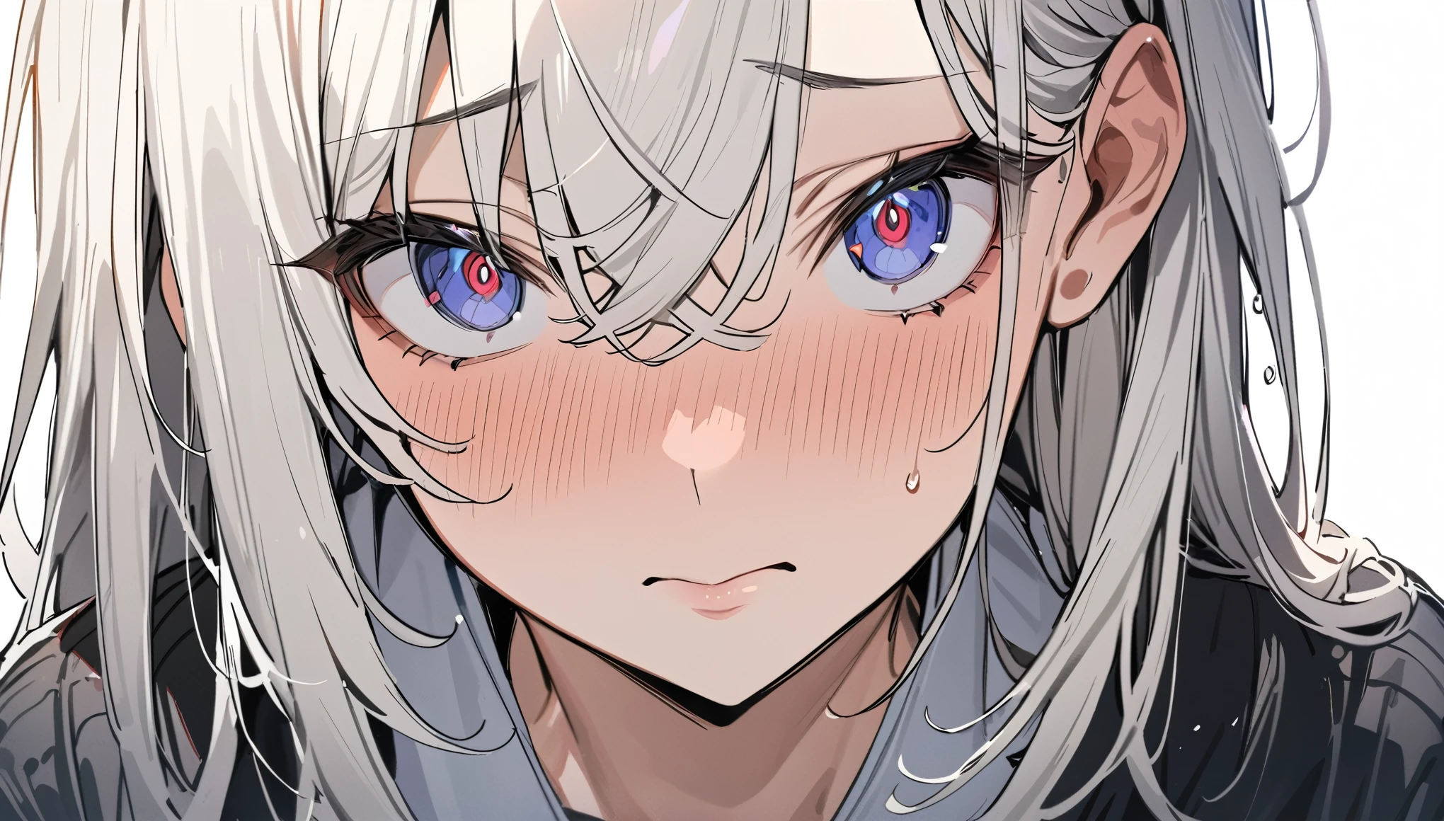 masterpiece, High resolution, perfect face, Korean beautiful high school, 30 years old, beautiful face, white background, embarrassed look, look at the camera, (top quality eyes), detailed texture, look at me, Married woman, cool women, ((high resolution eyes)), hentai