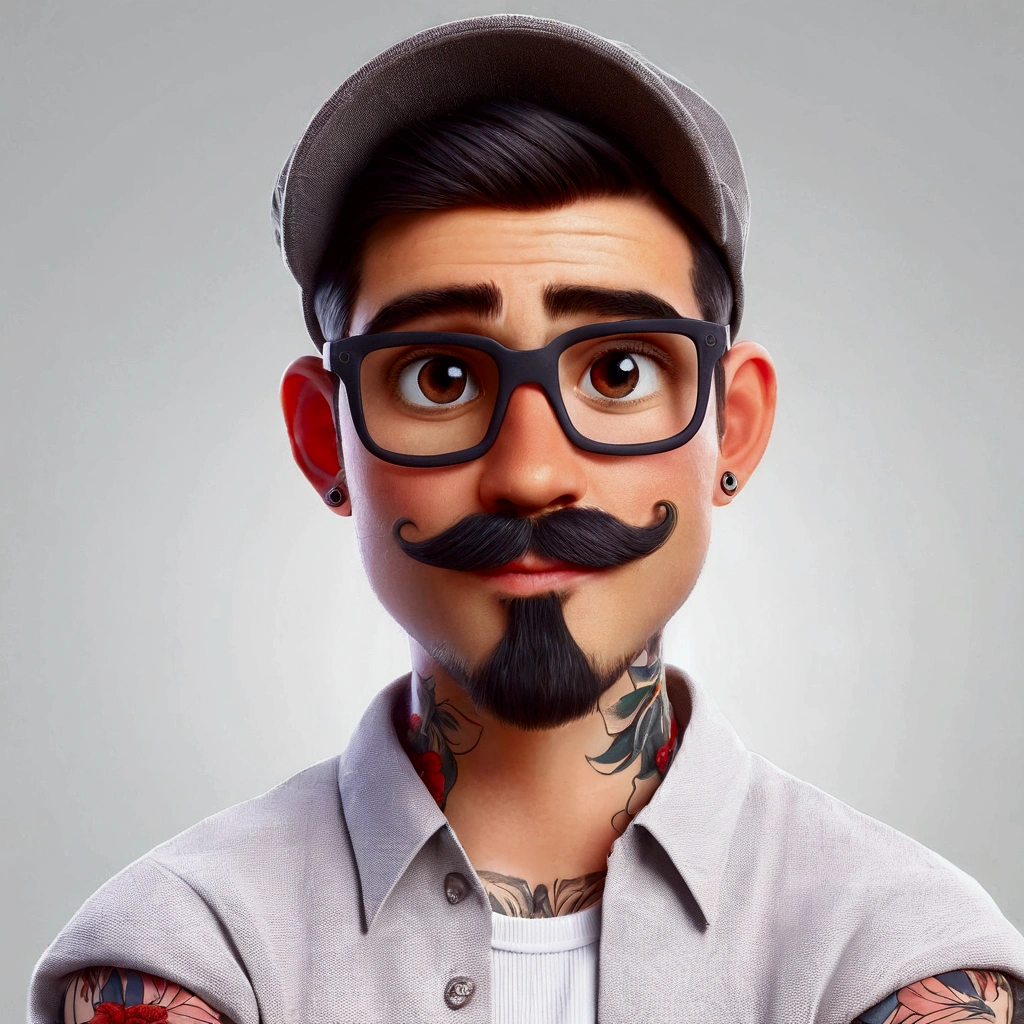 Redo this photo by just reducing the mustache, leave the rest
