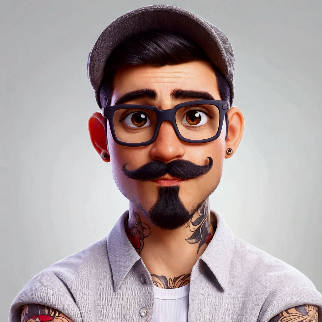 Redo this photo by just reducing the mustache, leave the rest