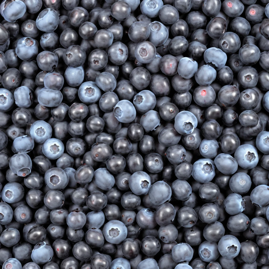 Bluberry fruit in [Ghibli:1.5] style, against solid white isolated color